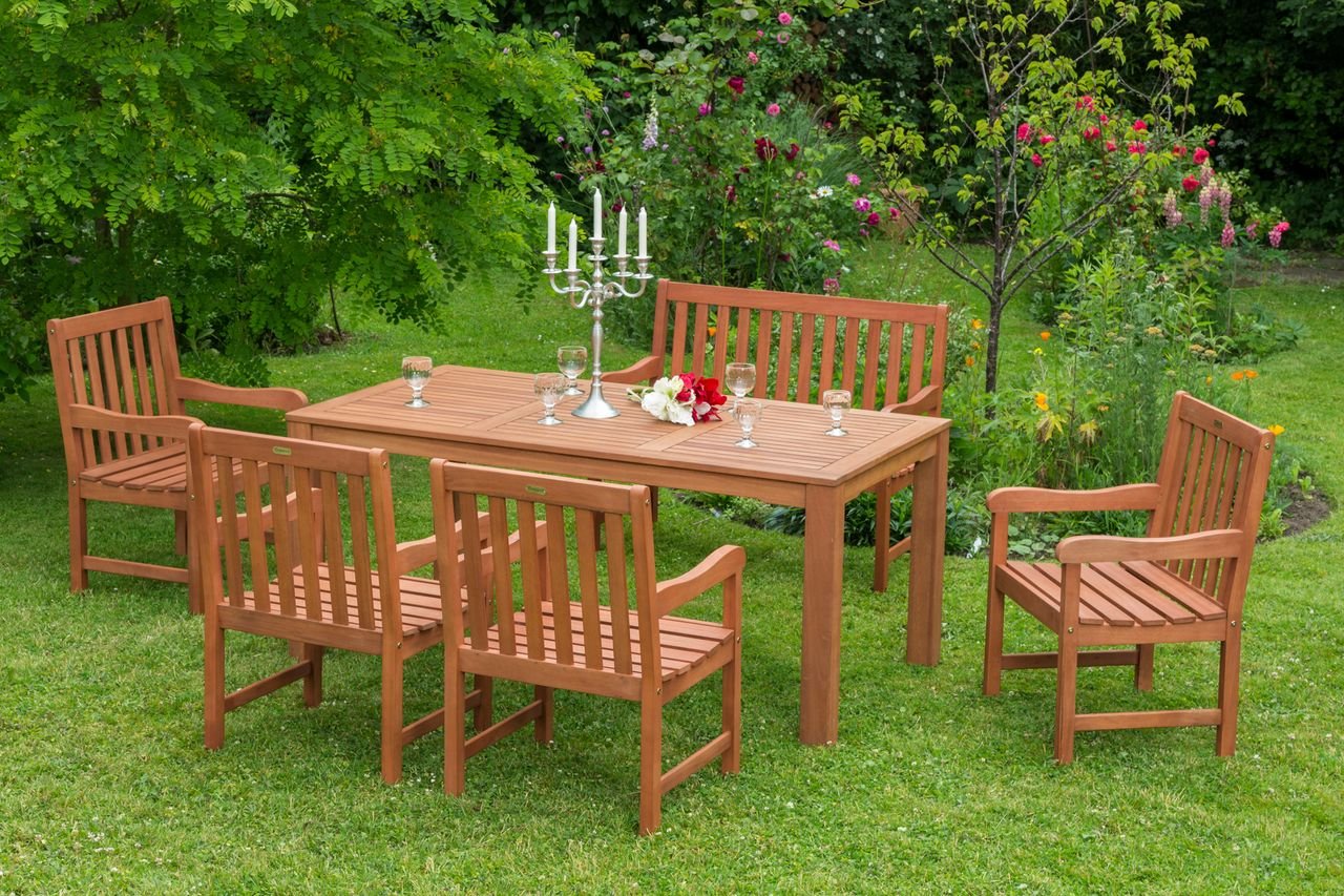 Santos Set 6tlg. 2er Bank, Tisch 170x90 cm