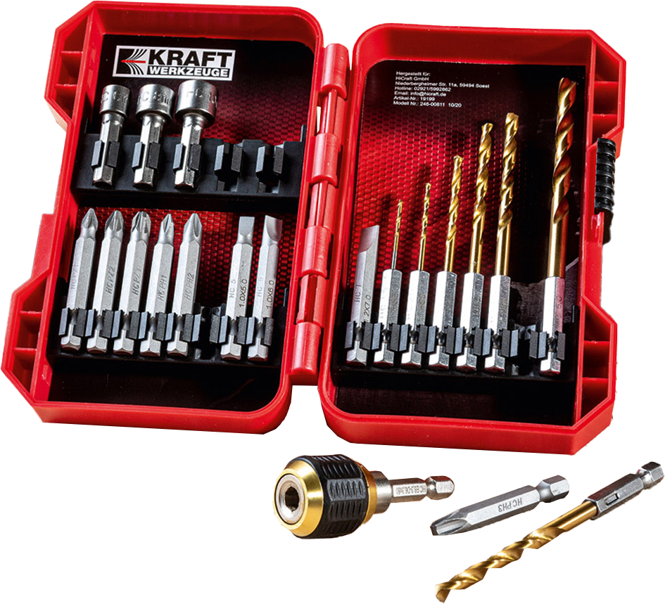 Bohrer-, Bit- und Stecknuss-Set - 20tlg.