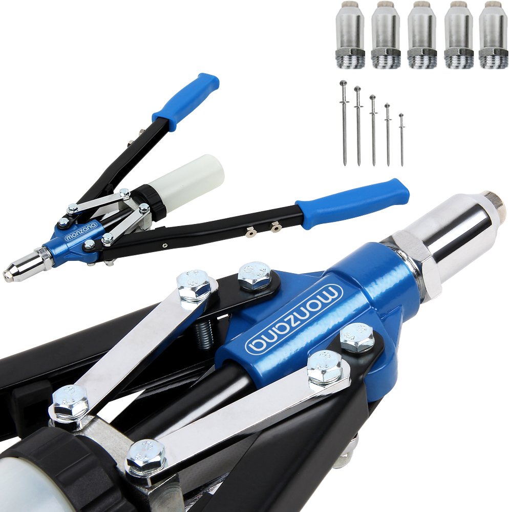 Nietzange mit 5 Mundstücken 32 40 48 60 64mm schwarz blau