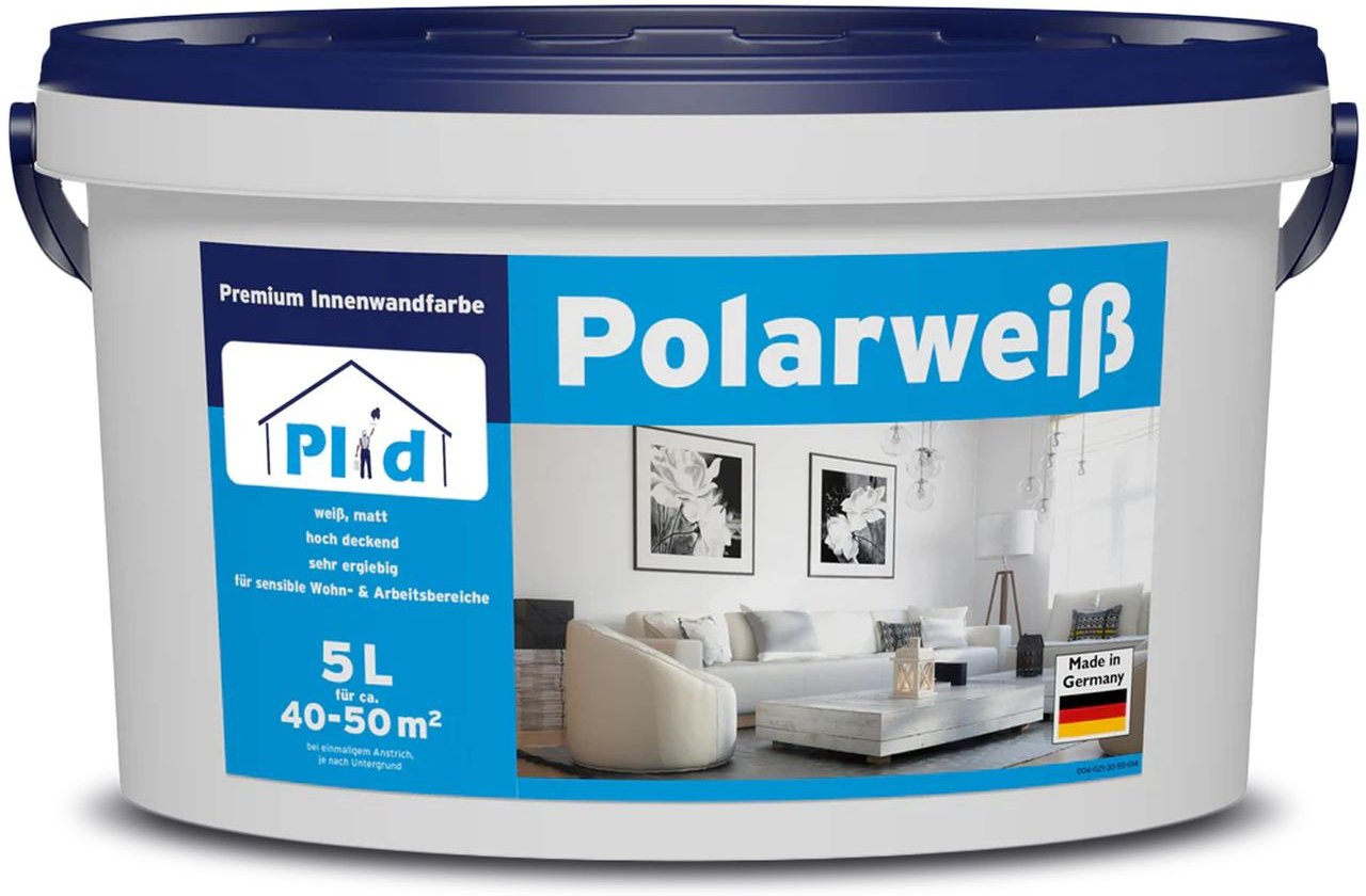 Thumbnail - Polarweiss Wandfarbe weiß matt 5L - für ca. 35m² / Polarweiß Innenfarbe, hohe deckend Farbe