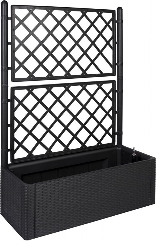 XL Rankgitter, Spalier mit Pflanzkasten in Rattan-Design, Farbe: Anthrazit