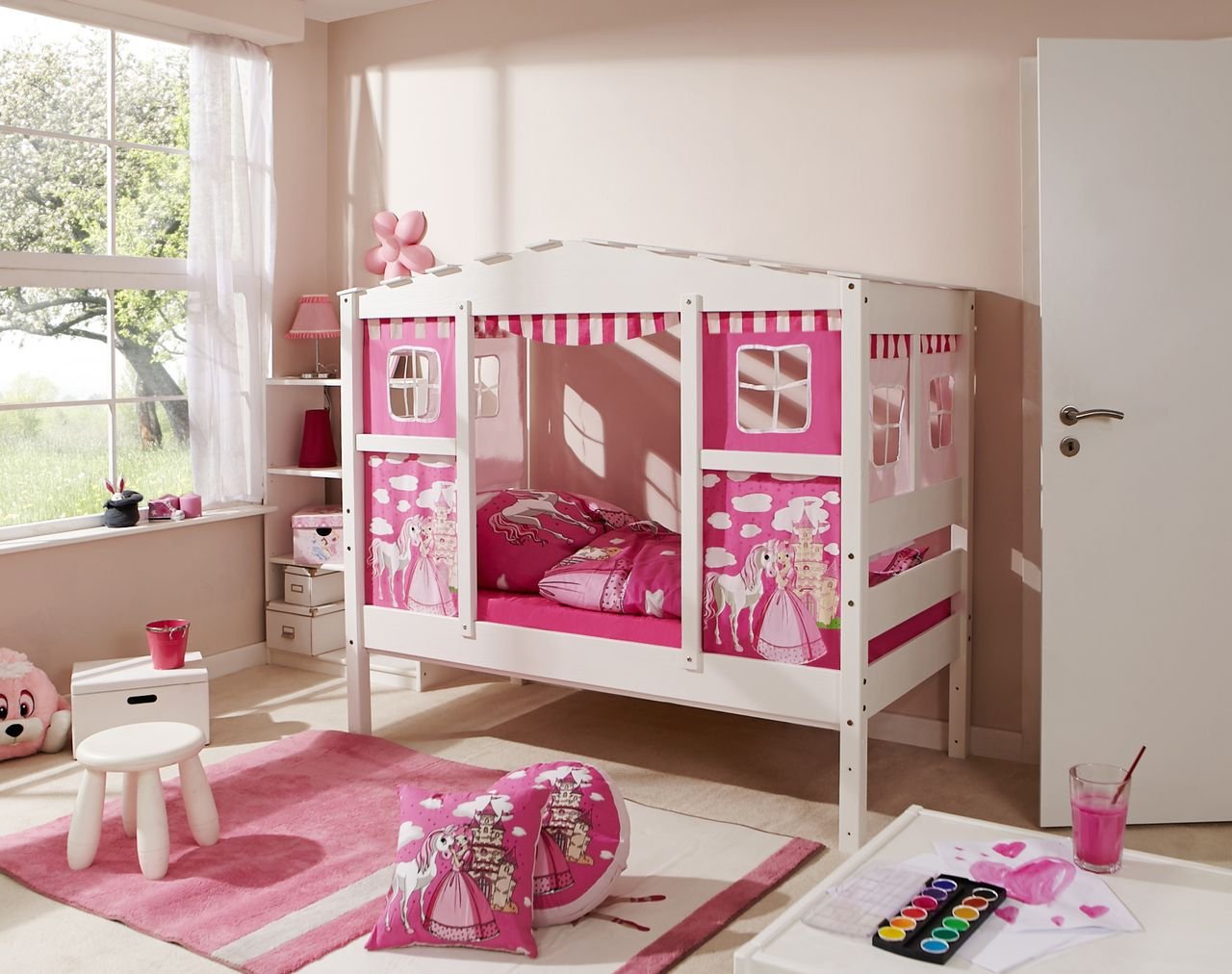 Hausbett MINI Prinzessin Rosa 80x160 cm - inkl. Matratze