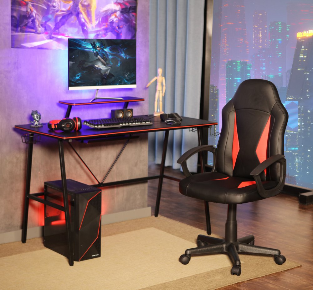 Gepolsterter Gamingsessel schwarz und rot