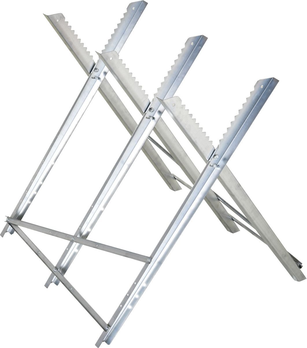 Thumbnail - Kettensägebock Sägebock zusammenklappbar Sägegestell für Brennholz Silber Metall 83 x 83 x 79 cm