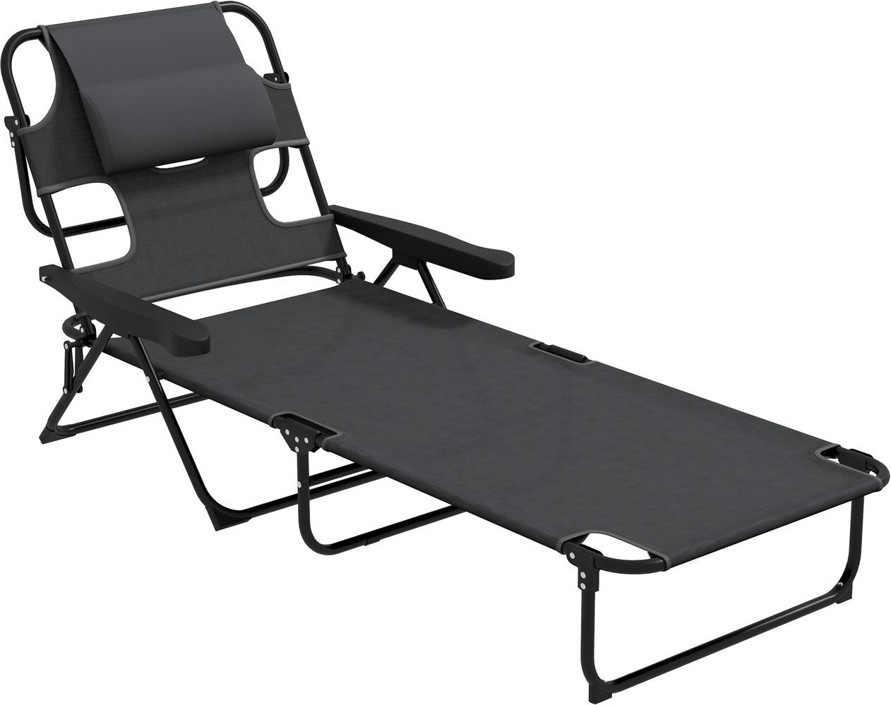 Sonnenliege, Gartenliege mit Kopfkissen Liegestuhl mit verstellbarer Rückenlehne