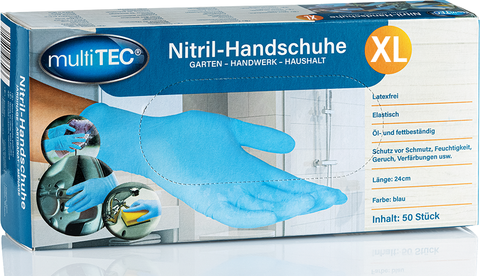 Nitril-Einweghandschuhe, Blau, Größe XL - 50er-Pack