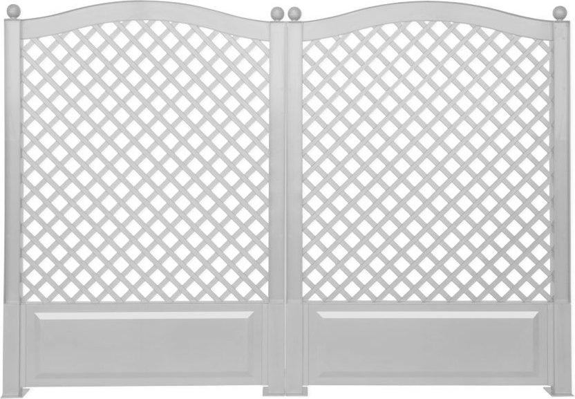 KHW Spalier 100 cm mit Erdspießen + Dekokugeln, 2er Set, weiß