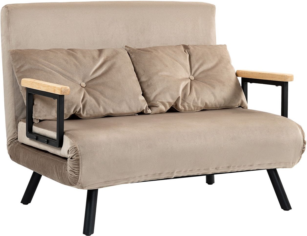 HOMCOM Schlafsofa Klappbett mit Bettfunktion Verstellbarer Rückenlehne Hellbraun