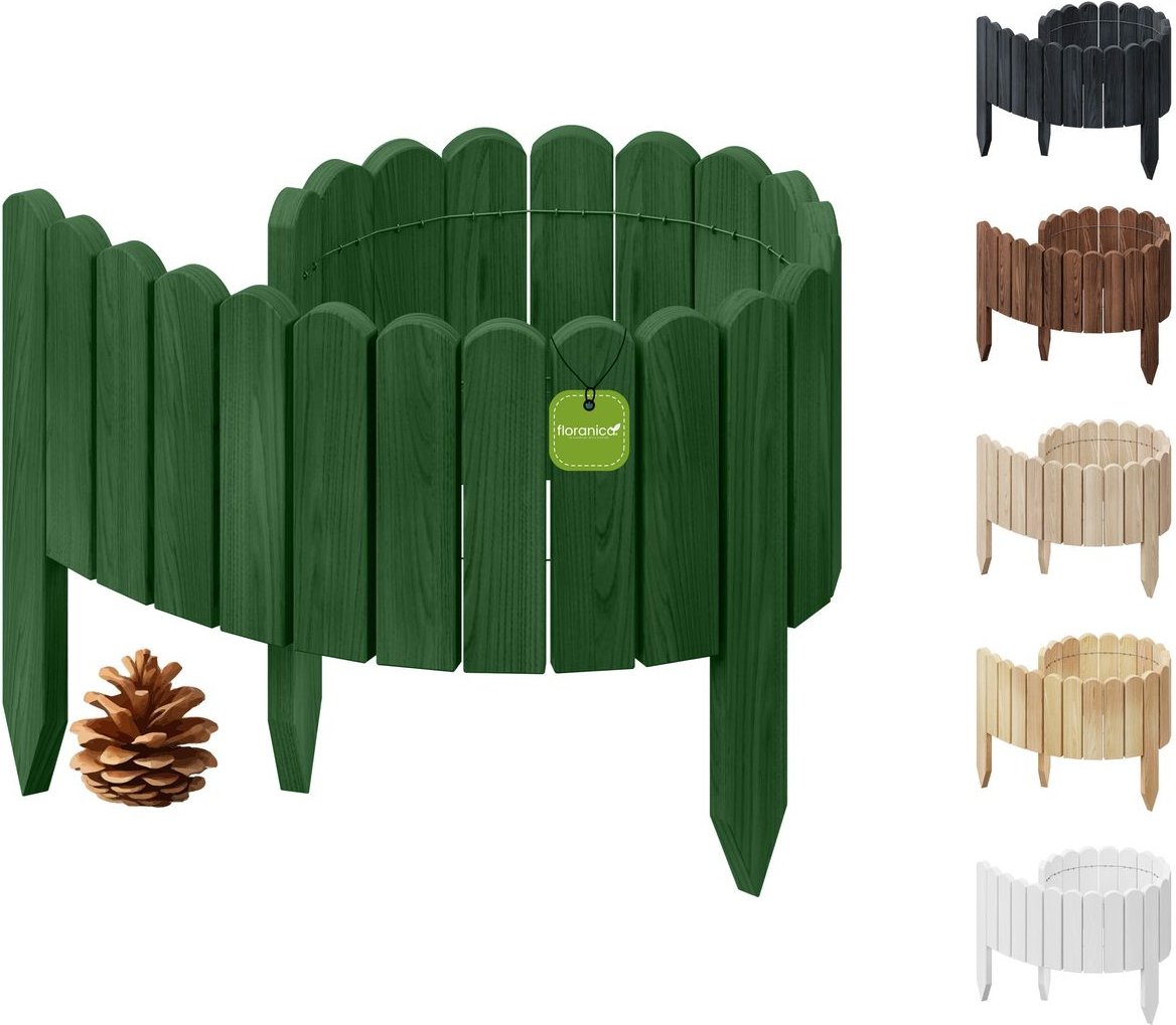 Floranica Rollborder Flexibler Holzzaun 100 x 10 cm Natur Beeteinfassung Gartenzaun