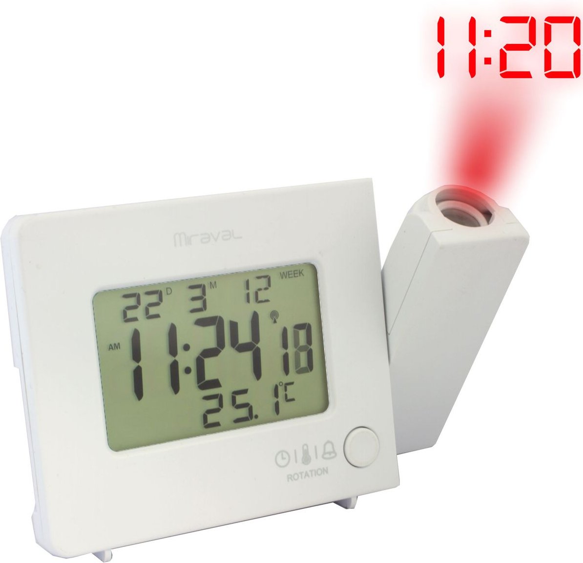 Miraval Funk-Projektionswecker Funkwecker USB 2 Alarme Temperaturanzeige Datum