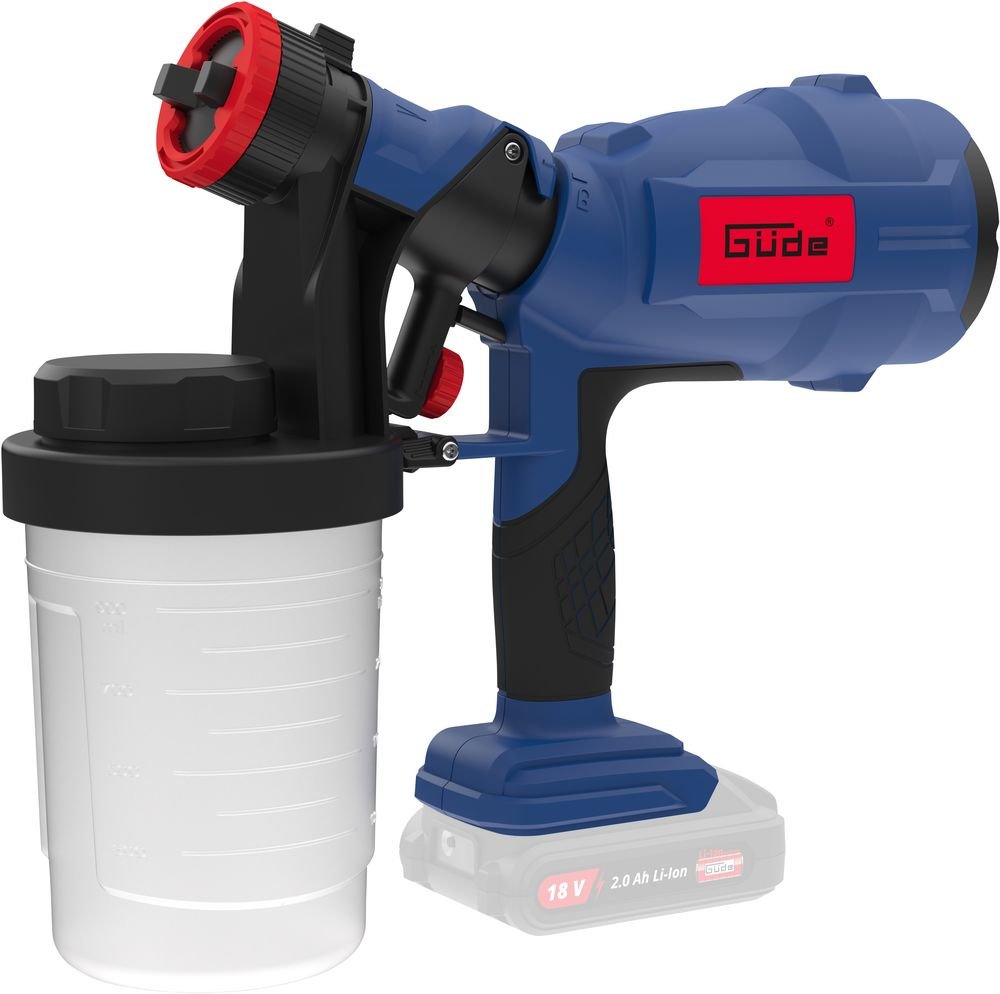 Güde Akku Farbsprühpistole FP 18-0 inklusive Ladegerät & Akkupack Starter-Kit Set