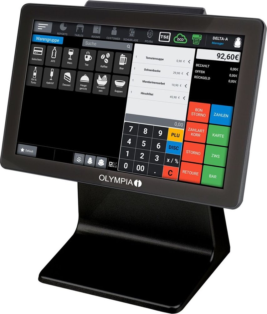 Registrierkasse OLYMPIA TS10 inkl. Scanner, schwarz, TSE Lizenz optional