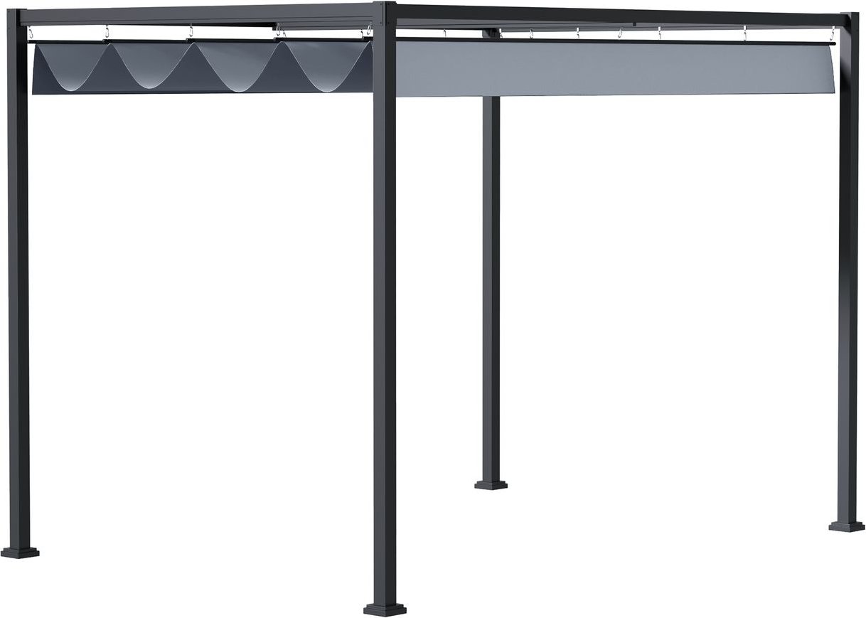 Outsunny Pergola 4x3m Garten Pavillon, Terrassendachung aus Stahl, Sonnenschutz