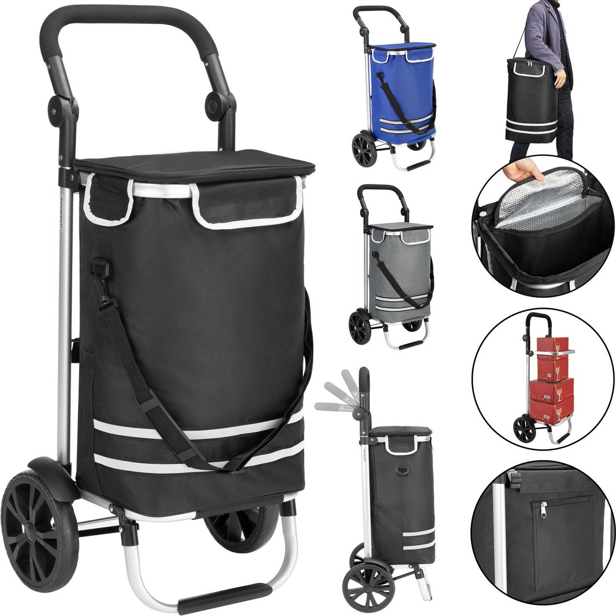 monzana Einkaufstrolley Alu 35l 54 x 31 x 24cm grau