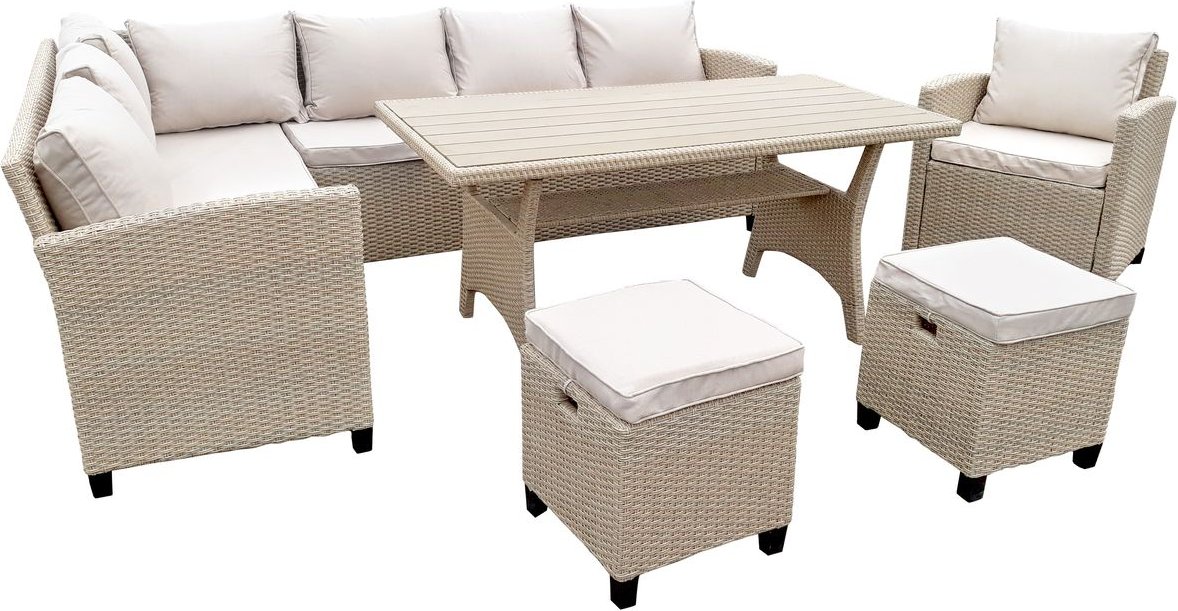 19tlg. Ecklounge Dining-Lounge "Prato" - Beige
