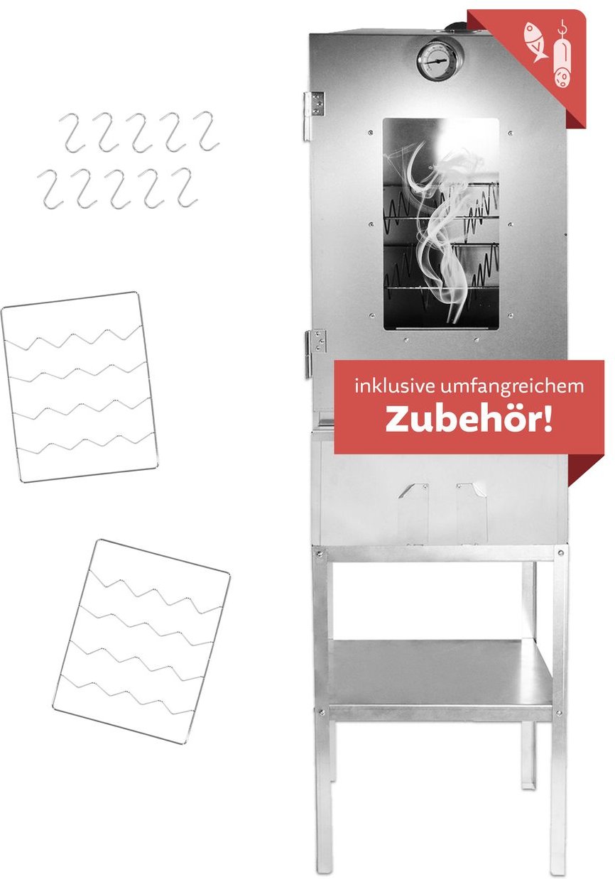 Räucherofen mit Untergestell aus Stahl, Kalträucherofen mit Tisch