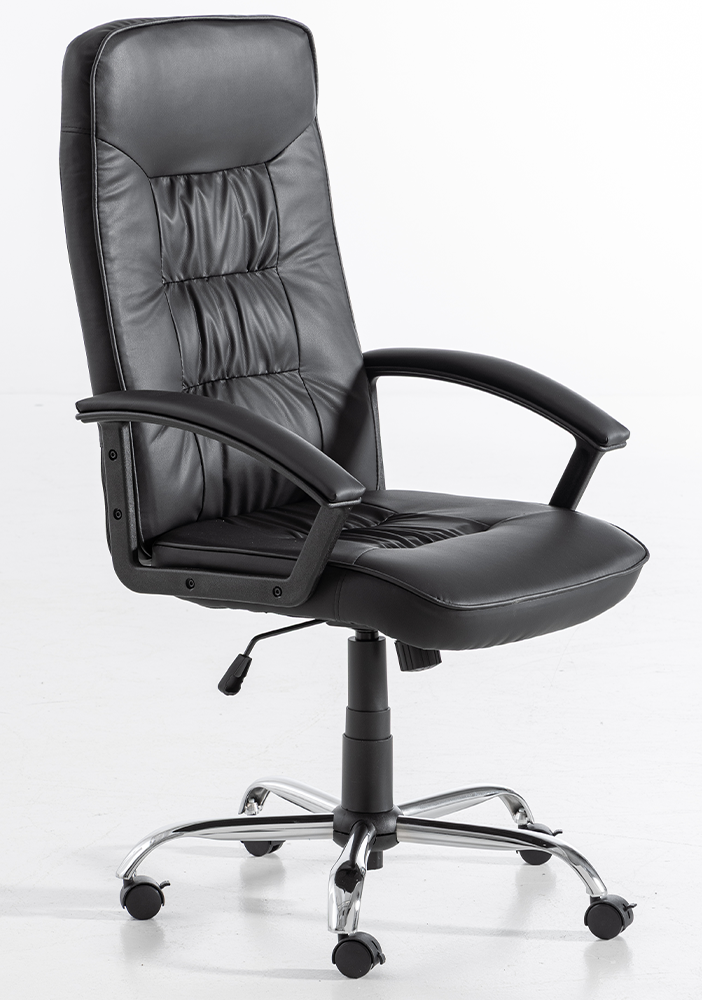 Höhenverstellbarer Bürostuhl mit Armlehne, ca. 68 x 69 x 113-123 cm - Schwarz in Lederoptik