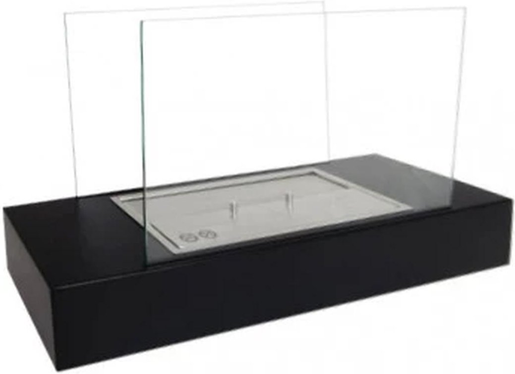 Freistehender Kamin, Schwarz, 60 cm, dekorativ für Tisch/Regal, 2 kW, modern