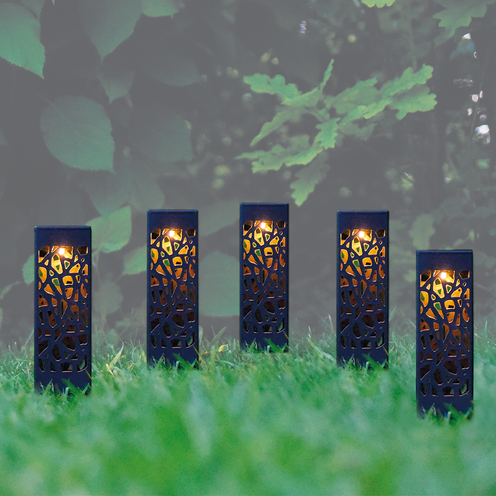 LED-Solar-Gartenfackeln, 5er-Set