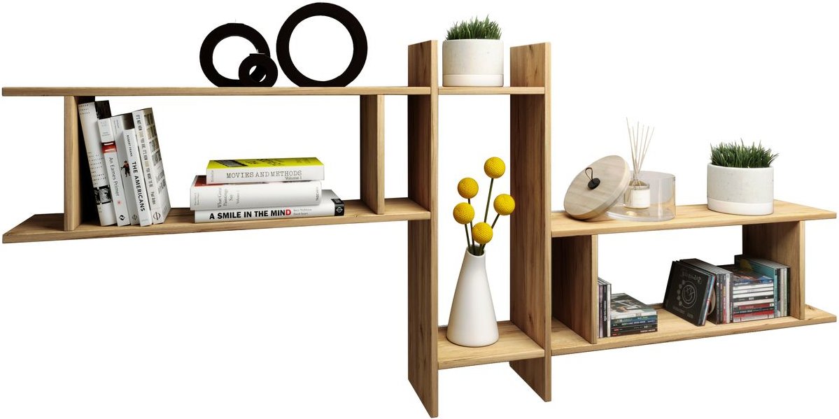 3er Wandregal-Set "Sirola Maxi" Honig-Eiche