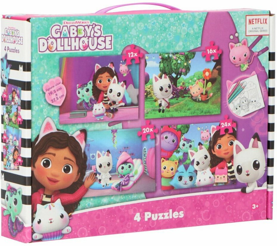 Gabby´s Dollhouse Puzzlekollektion Puzzle 4er-Pack unterhaltsames Set für Kinder