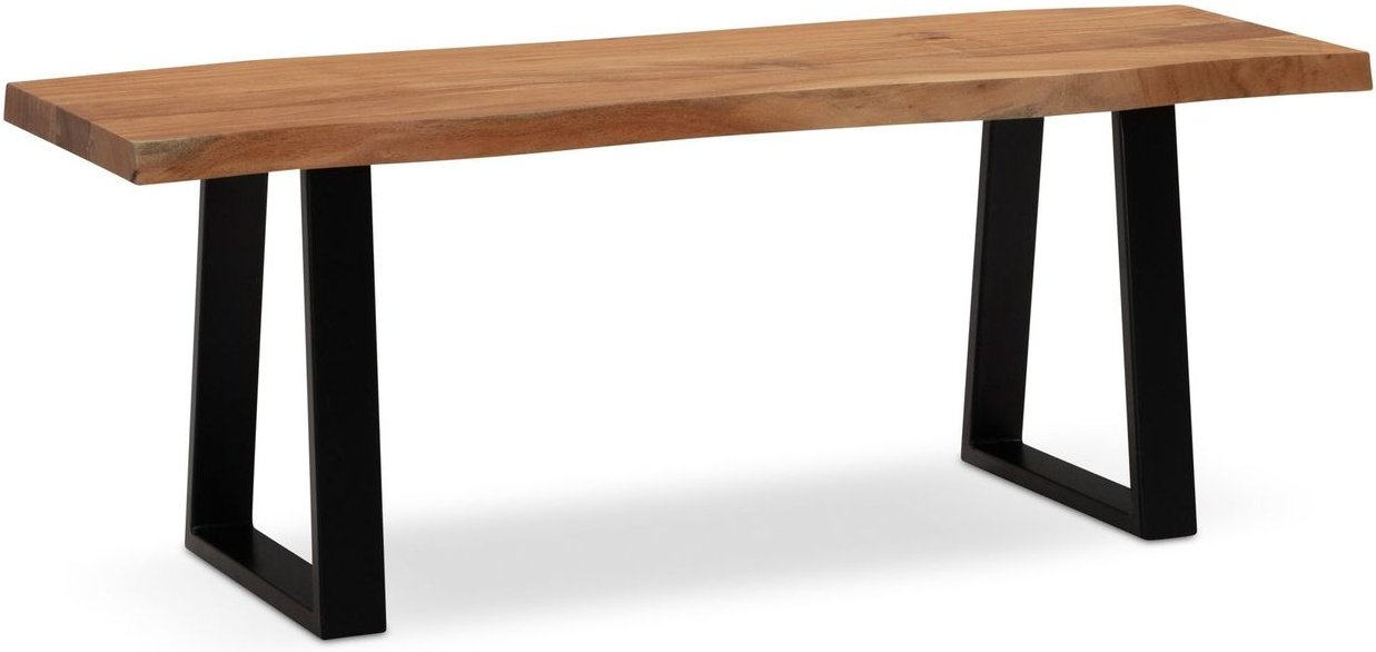 Garderobenbank Akazie Massivholz 120 cm Sitzbank Baumkante Flurbank