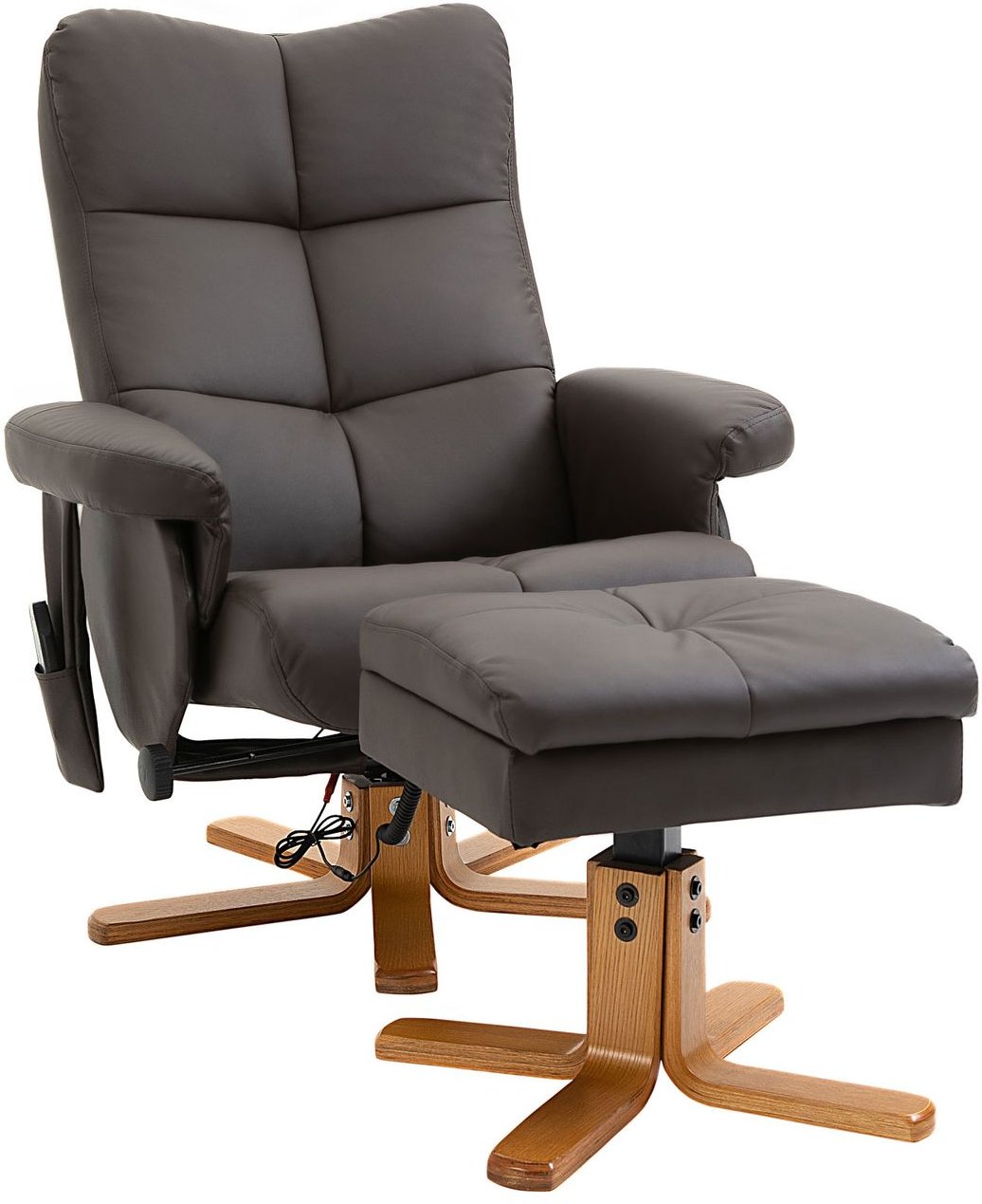 Relaxsessel mit Liegefunktion Massagesessel mit Fußhocker Braun