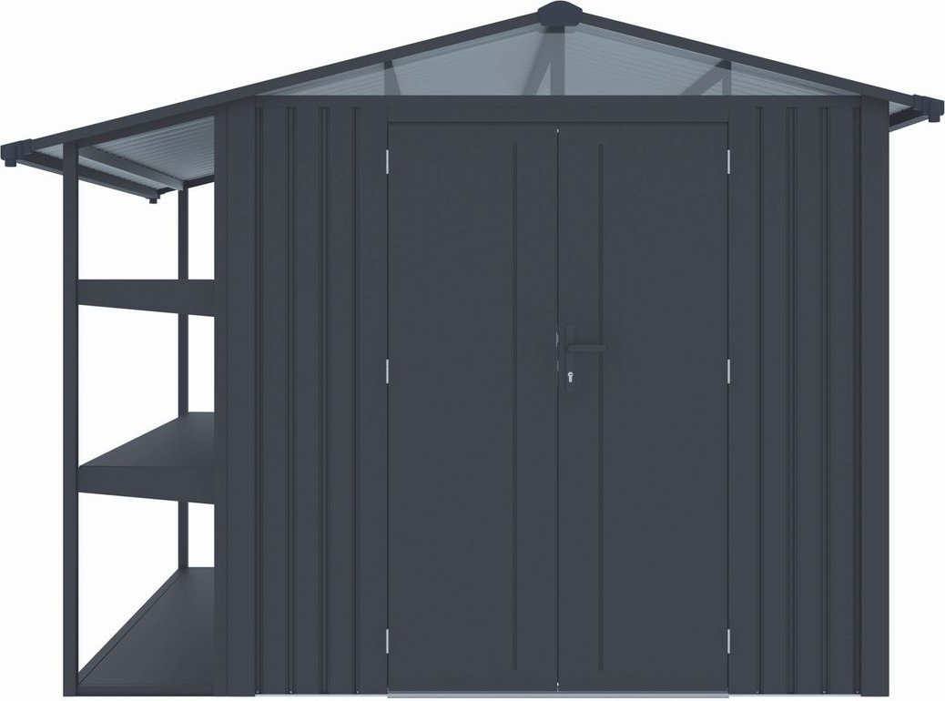 Metallgerätehaus "LAURA", ca. 295 x 232 x 220 cm - Glänzendes Grau