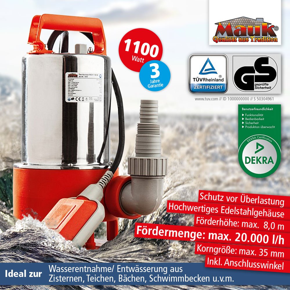 Schmutzwasser-Tauchpumpe INOX 1100 W