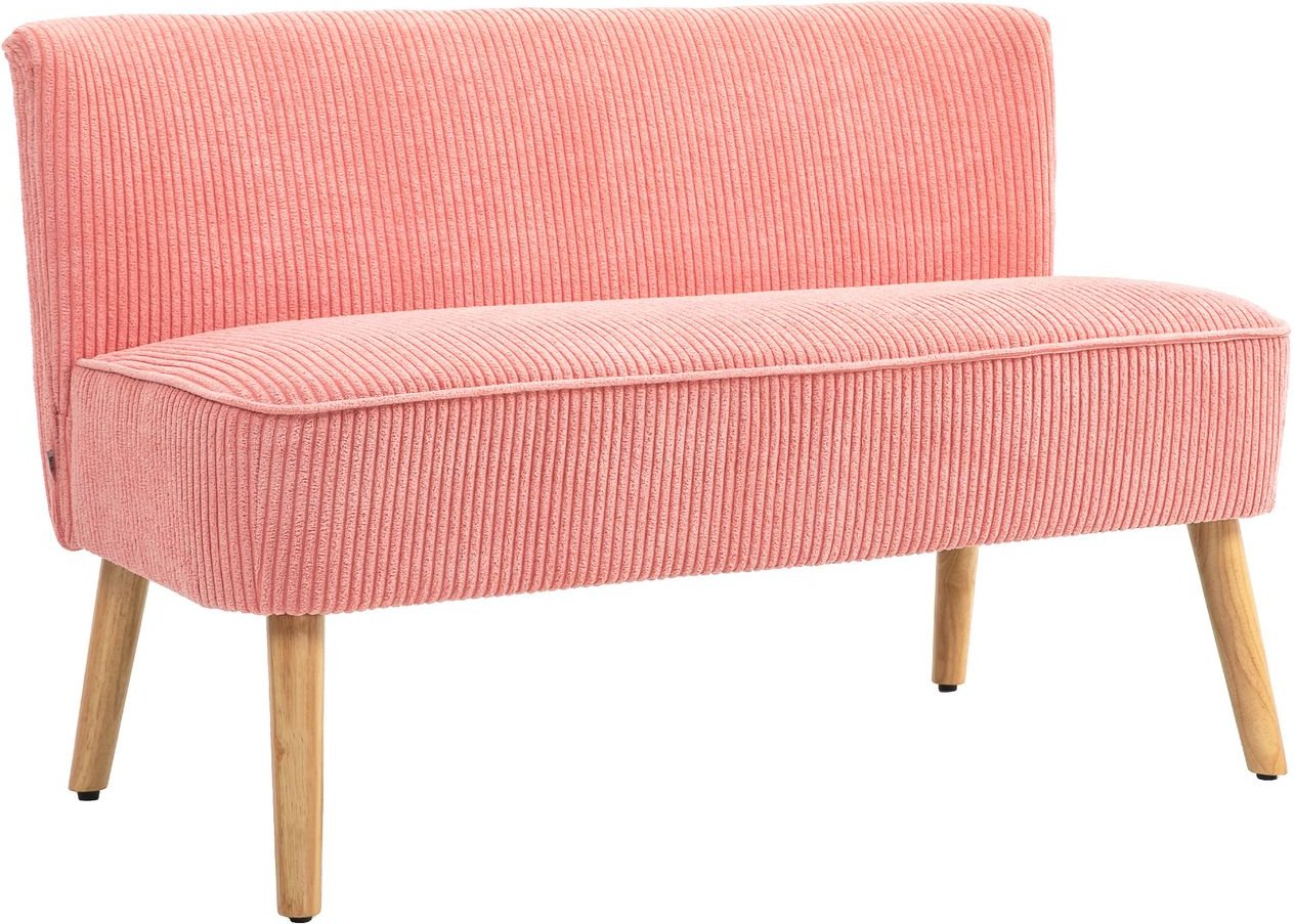 HOMCOM 2-Sitzer Sofa Polstersofa Zweisitzer Sofa Cordartiges Polyester Rosa