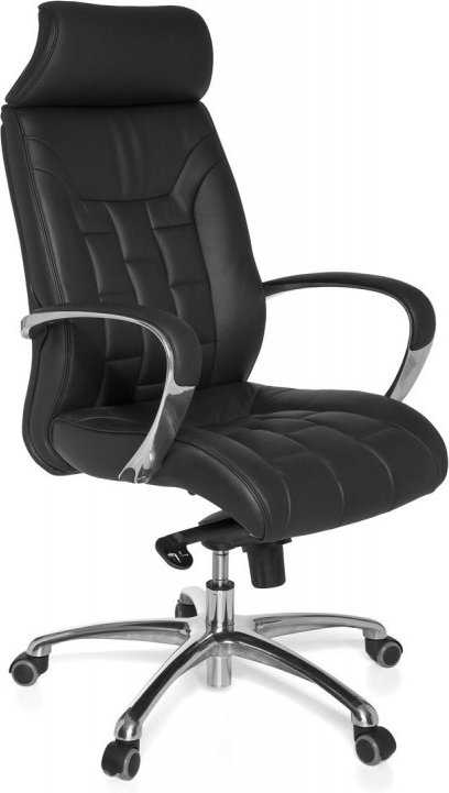 XXL Chefsessel Echtleder schwarz, 5-Punkt Multiblock-Mechanik, Bürostuhl bis 120kg