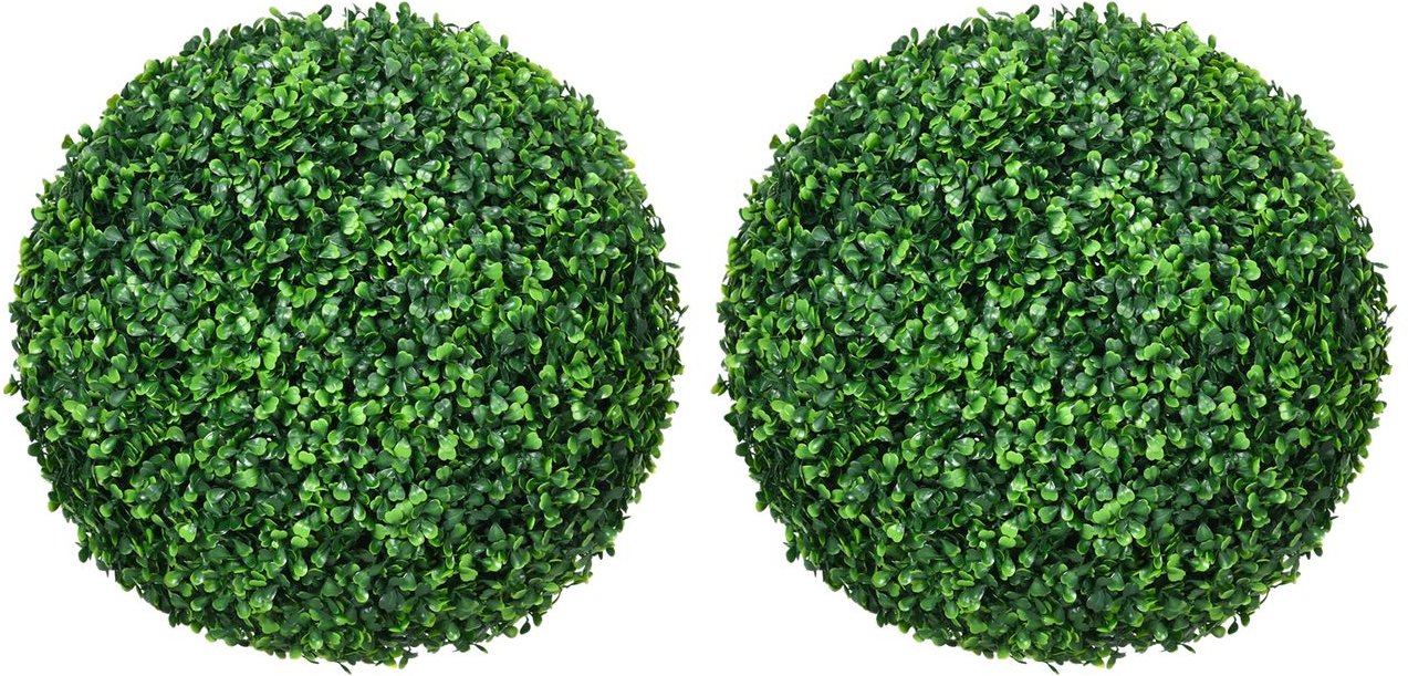 Buchsbaumkugel 2er Set, Künstliche Pflanzen, Zimmerpflanze mit UV-Schutz