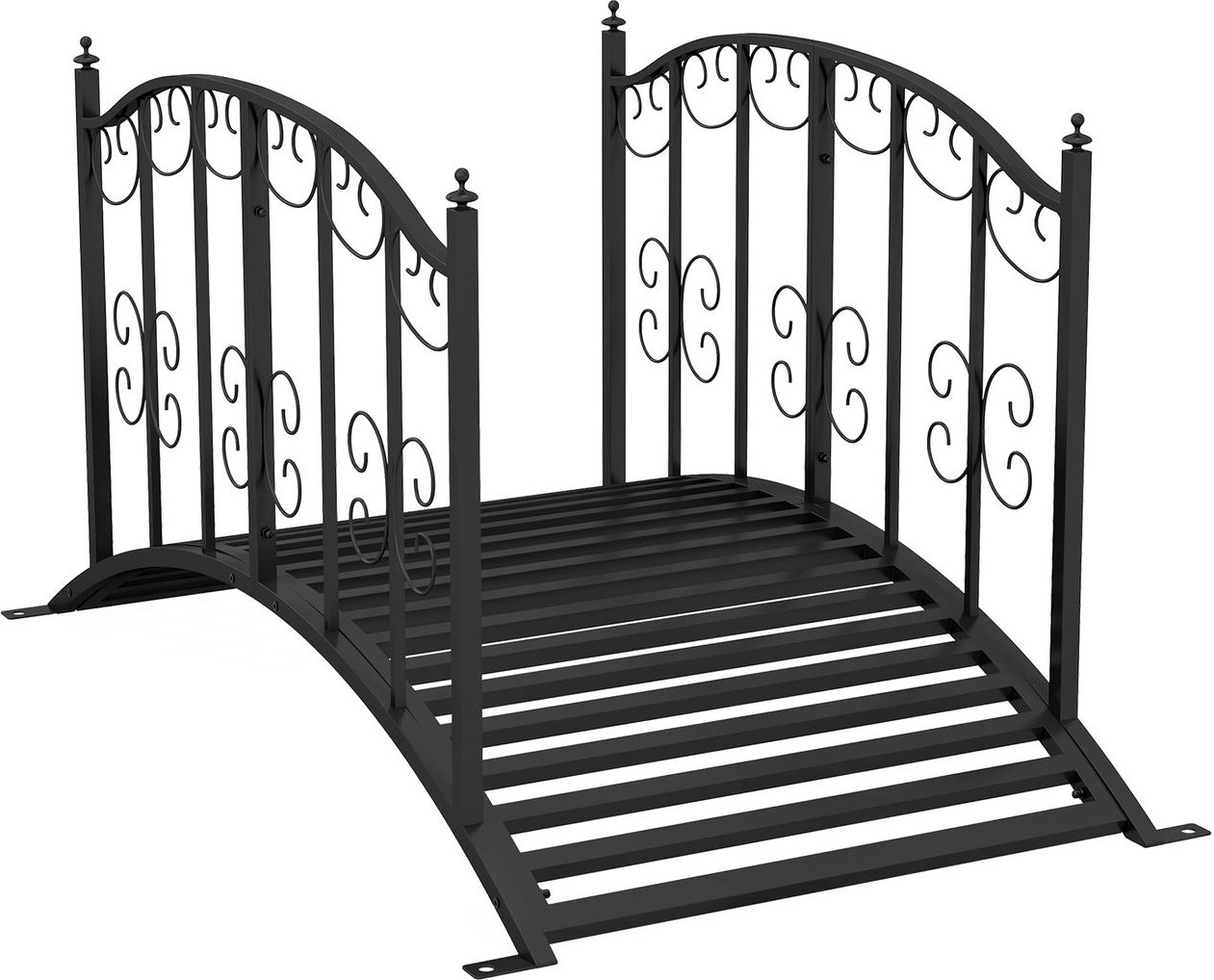 Gartenbrücke Stahl 1,19 m Teichbrücke mit Geländer bis 120 kg für Balkon Schwarz