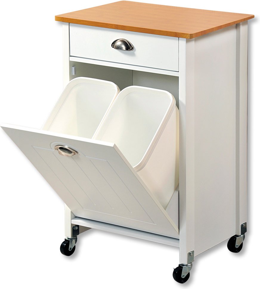 Küchenwagen mit Mülltrennsystem mit Bambusdekor