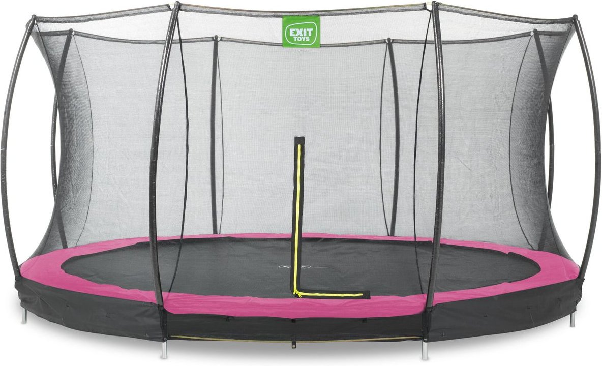 EXIT Silhouette Bodentrampolin ø427cm mit Sicherheitsnetz - rosa