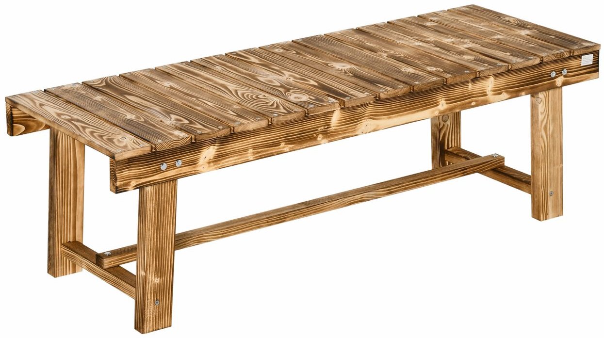 Outsunny Gartenbank Holzbank rustikal Massivholz für 2 Personen Dunkelbraun