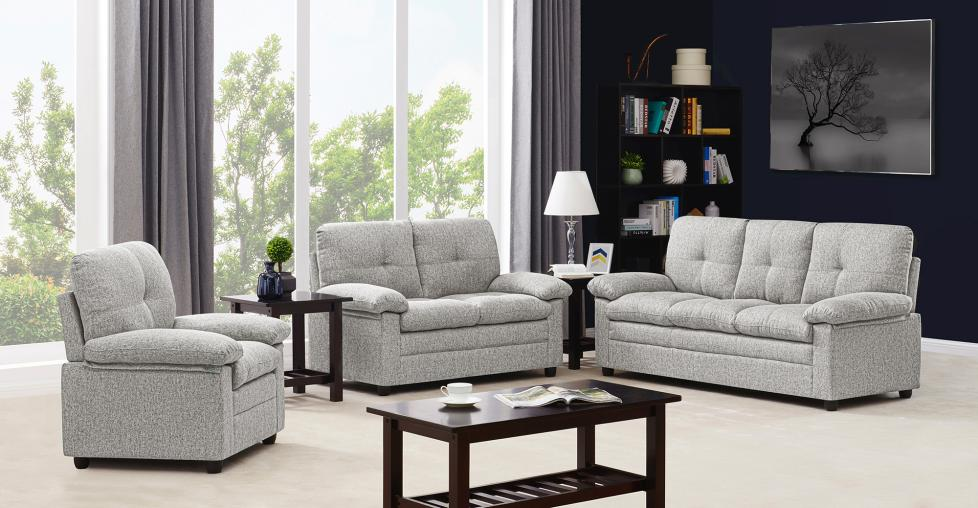 Sitzgarnitur 3tlg. gepolstert - Hellgrau