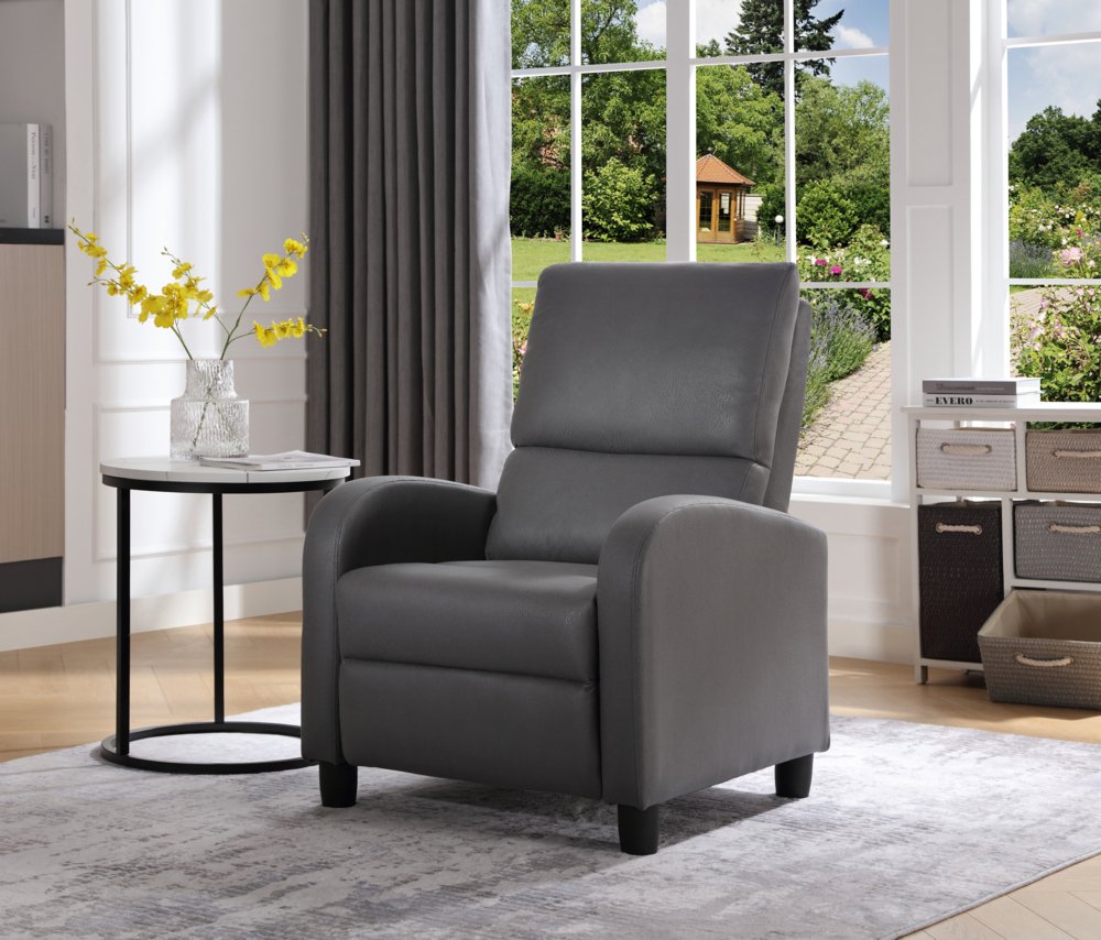 Relaxsessel mit verstellbare Rückenlehne & Fußteil - Grau