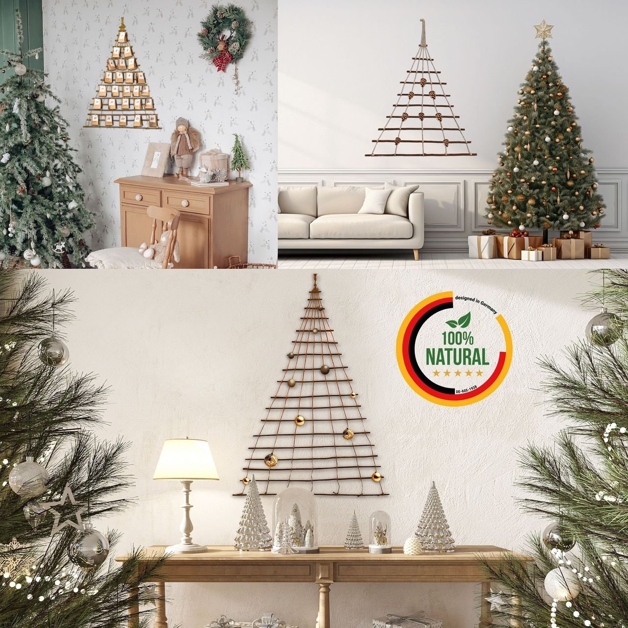 Weihnachtsschmuck Weihnachtsdeko 140 cm Hoch - Holzleiter für Adventskalender Tannenbaum aus Ästen