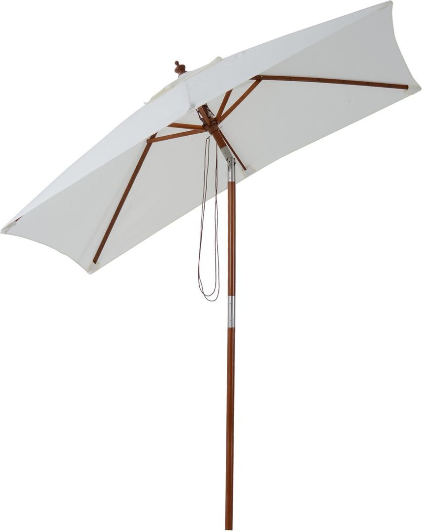 Sonnenschirm Gartenschirm Strandschirm 3-stufig einstellbar Holz Cremeweiß 200 x 150 x 230 cm