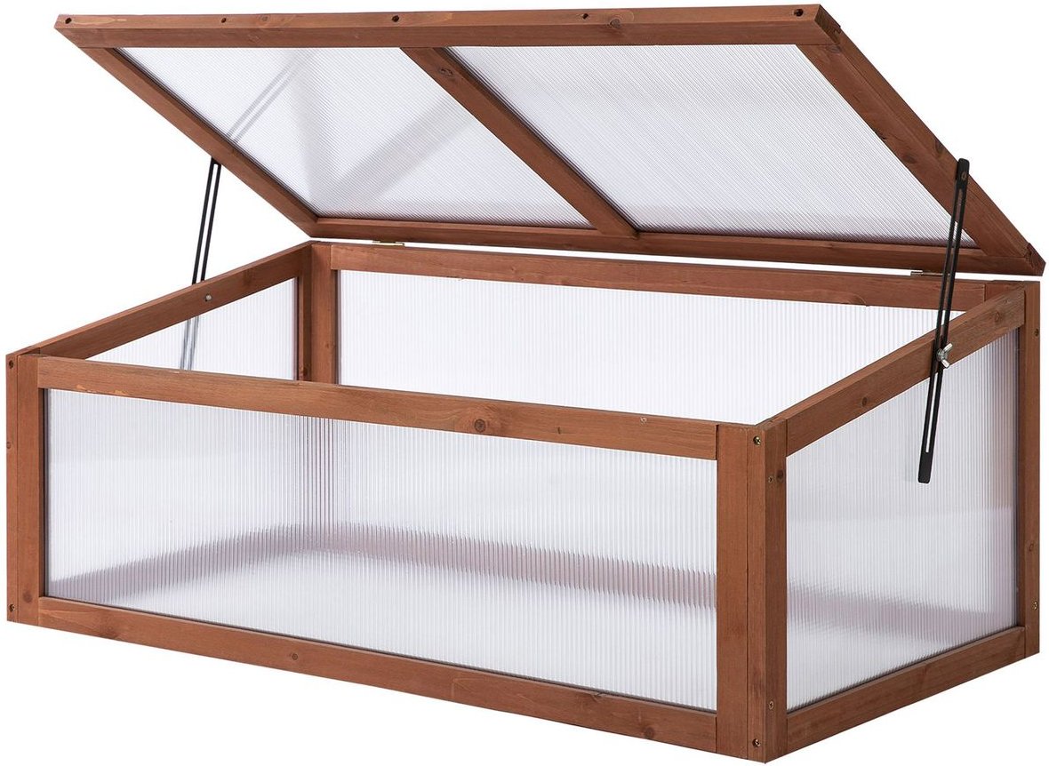 Outsunny Frühbeet Holz, Mini Gewächshaus 100 x 65 x 40 cm, Treibhaus