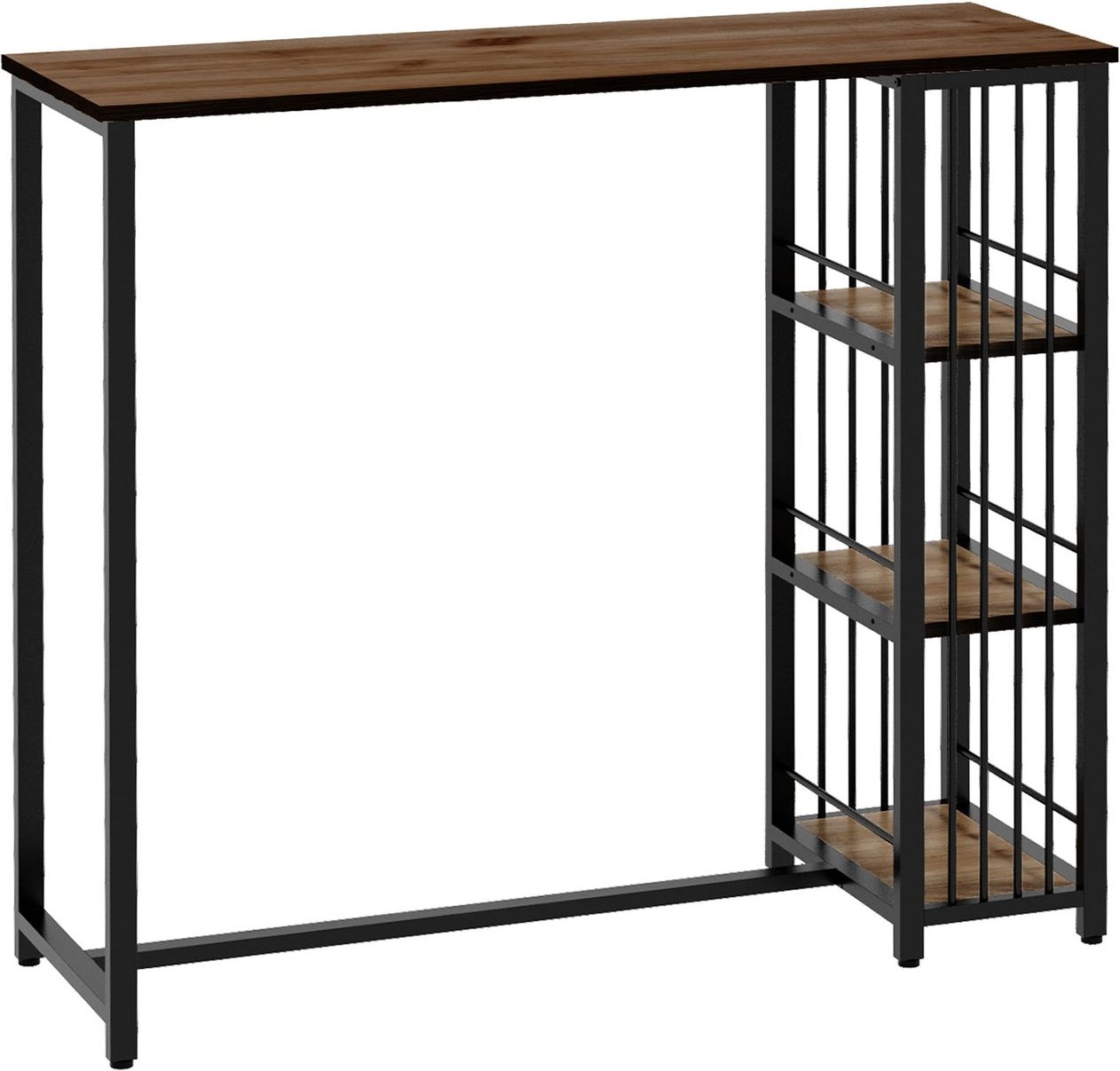 Bartisch Stehtisch Tresentisch mit 3 Ablageflächen Bartheke mit Holzoptik