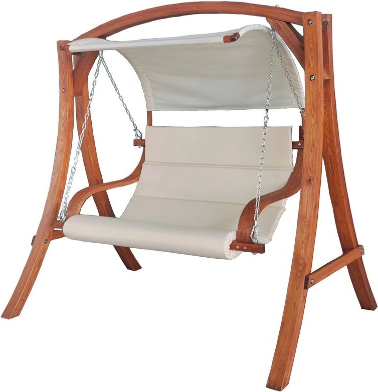 Sonnenliege mit Sonnendach, ca. 185 x 125 x 180 cm – Natur