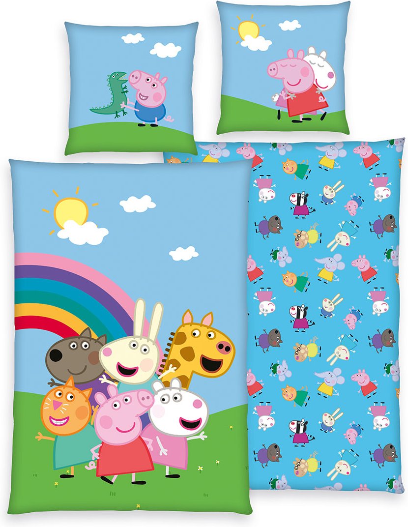Peppa Pig Bettwäsche Größe 80x80 + 135x200 cm