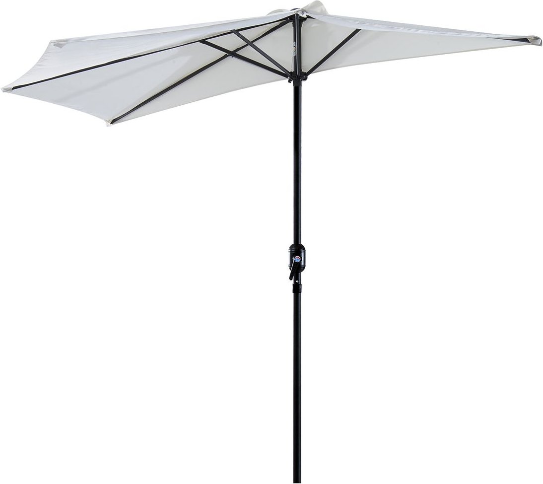 Sonnenschirm Kurbelschirm Metall halbrund Cremeweiß/Schwarz