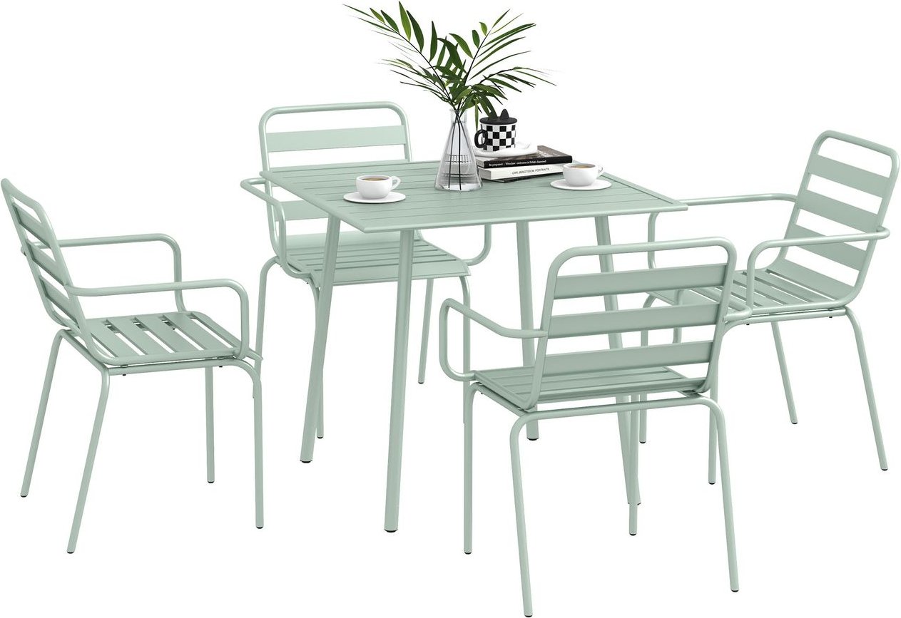 Outsunny 5 tlg. Sitzgruppe Gartenmöbel-Set Sitzgarnitur mit 1 Esstisch 4 Stühlen