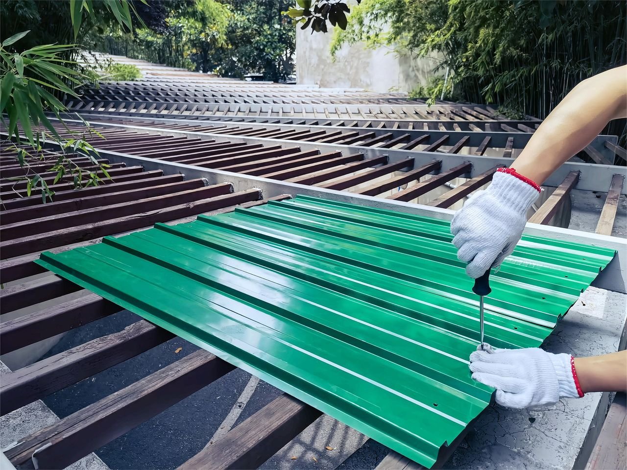 Profil-/Trapezblech - 12er-Set, ca. 117 cm x 57 cm - Grün