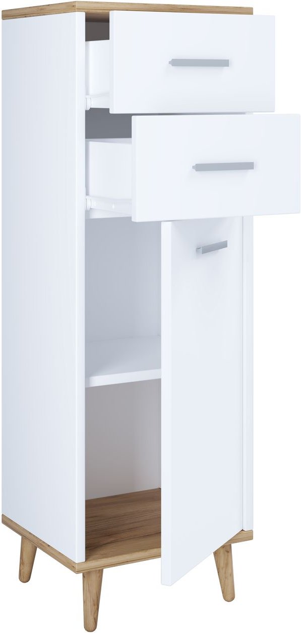 Midischrank "Landos" Weiß/Honig-Eiche