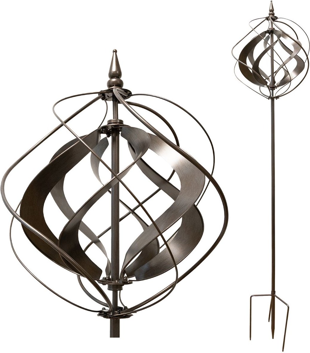 Windrad “Grey Tulip”, elegantes Windspiel, Gartendeko, 213 cm hoch