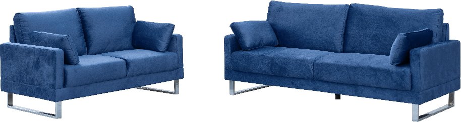 Sofa Set 2-tlg. – Couchgarnitur 3-2-Sitzer - ca. 202 x 86 x 88 cm - Royalblau